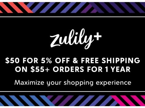 Zulily. $50 for 5% OFF & Free Shipping on $55+ Orders for 1 Year