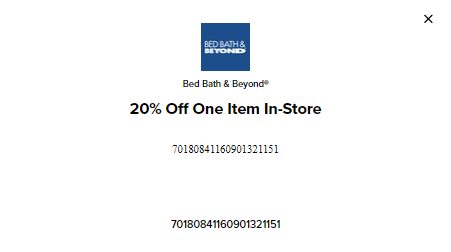 Bed Bath and Beyond 20% Off One Item In-Store Coupon