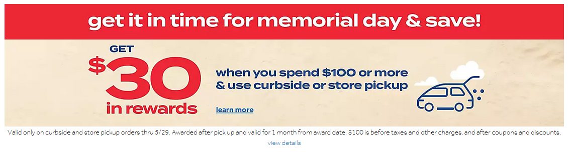Bed Bath and Beyond $30 In Rewards $100+ When You Use Curbside Or Store Pickup
