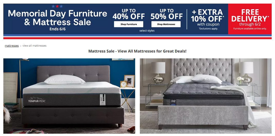 JCPenney Up to 50% Off Furniture And Mattress Sale