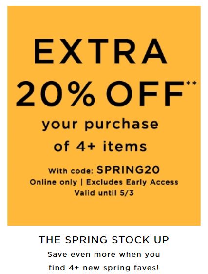 LOFT Outlet Extra 20% Off Qualifying Purchase of 4+ Items